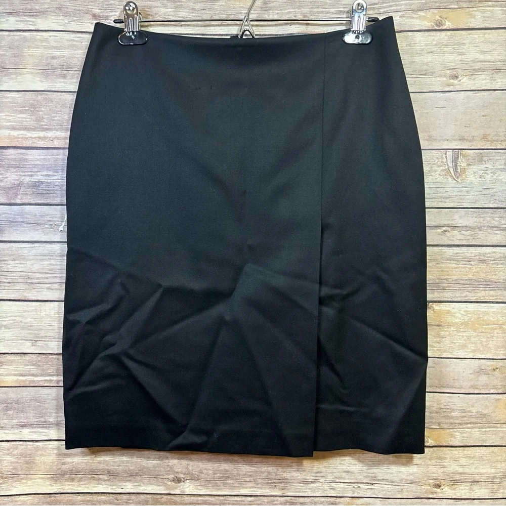 Brooks Brothers Black Skirt Asymmetrical Front Split Size 8